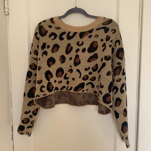 Sweaters - Crop Cheetah Sweater